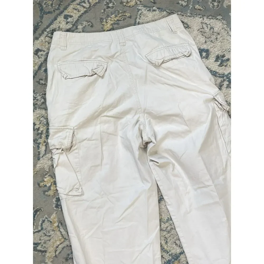 Vintage J.Crew Mens Cargo Pants 32x32 White Ripstop Cotton Military Utility